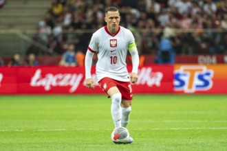 WARSAW, POLAND - JUNE 7, 2024: Friendly soccer match Poland - Ukraine 3:1. In action Piotr