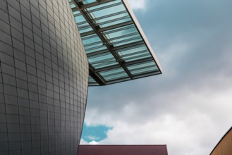 Abstract lines, shapes and colors of the Docks Shopping mall, Brussels, Belgium, November 2017,