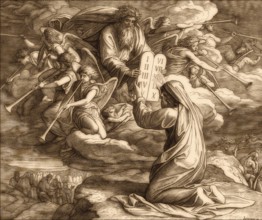 Law given to Moses at Sinai, the ten Commandments, Old Testament, by Julius Schnorr von Carolsfeld,