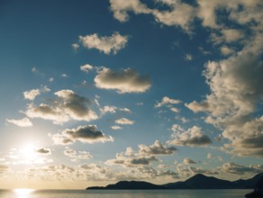 Sunset over the sea. Sunset over the Adriatic Sea. Sun to sit down in the water