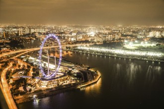 Marina Bay Sands night view from the observatory Singapore. Shooting Location: Singapore