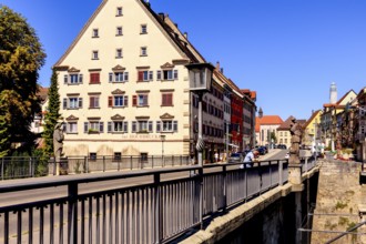 Rottweil, the oldest town in Baden-Württemberg, old high bridge over the moat and Thyssenturm in