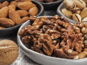 Plate with walnut close up