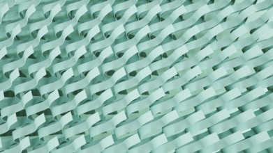 Abstract background with a turquoise woven pattern with loose ends 3D illustration
