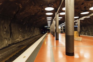 Stockholm, Sweden, August 7, 2019: Train station of Arlanda Express in the airport, Europe