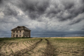 Prairie Storm Clouds Canada Saskatchewan Abandoned Buildings