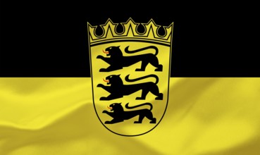 The flag of Baden-Württemberg, official flag, studio