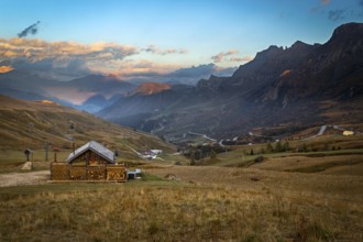 Alpine hot in Alps, Dolomites, Passo Pordoi, Italy, Europe