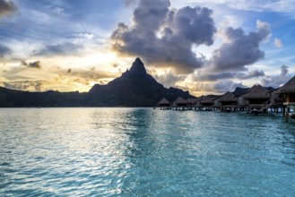 Bora Bora Island, French Polynesia. Web banner in panoramic view this mazing Beach