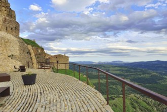 Mountain landscape. Small Spanish old town of Ares in Spain