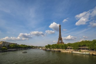 Paris France, city skyline at Eiffel Tower and Seine River