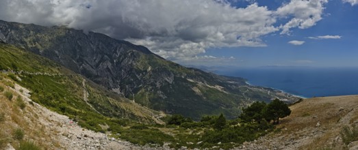 View from the Llogara mountain pass on the southern part as panorama stich