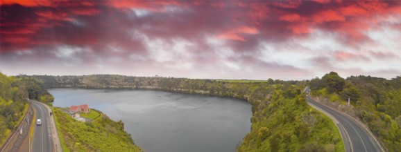Beautiful aerial view of Blue Lake in Mount Gambier, Australia, Oceania