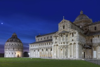 Baptistry and dome of Pisa after sunset, Tuscany, Italy, Europe