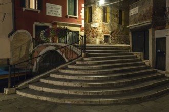 Alley in the romantic Italian city of Venice at night Austria