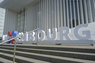 Lettering Luxembourg, Philharmonie, 1 Pl. de l'Europe, City of Luxembourg, Grand Duchy of