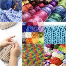 Knitting and crocheting threads in the collage
