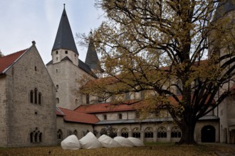 Collegiate church across the cloister courtyard, view from south-east, St., Sankt, Saint