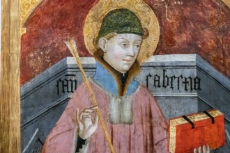 Saint Sebastian with a book and an arrow, altarpiece of the saints archangels, Gabriel Moger, 1407,