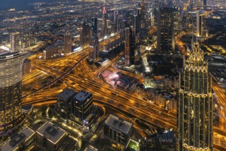 Sunset on the Burj Khalifa, Dubai, United Arab Emirates, Asia