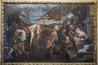 Adoration of the Magi, oil on canvas, 17th century, polychrome wood carving, Church of San