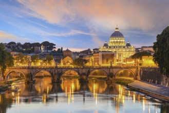 Sunset at Saint Peter Basilica, Rome, Italy, Europe