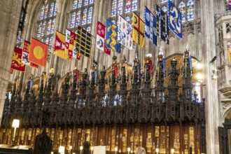Windsor, UK, May 13, 2019: Interior of the medieval St. George's chapel the host of prince William