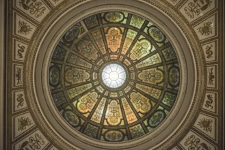 CHICAGO, USA, AUGUST 26, 2022, A beautiful window in the ceiling of the Chicago library, USA, North