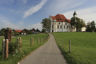 Wieskirche or Pilgrimage Church of the Scourged Saviour on the Wies, Steingaden, in Rococo style,