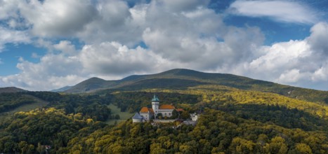 Smolenice, Slovakia, 26 September, 2022: panorama landscape of Smolenice Castle in the Little