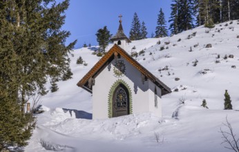 Chapel, Filzensattel, Dienten am Hochkönig, Salzburg, winter landscape