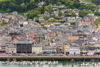 FRANCE, FECAMP - MAY 29: View from above to the town and and the bay in Fecamp, Normandy, France on