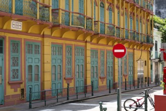 Rua do Volong street old town retro building in Macau