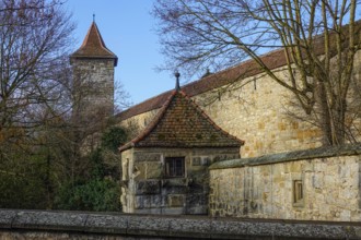 Eastern town wall with Hohenner tower, Rothenburg ob der Tauber, district of Ansbach, Middle