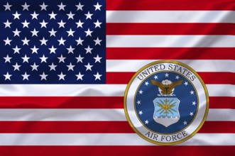 The flag of the USA with the coat of arms of the Air Force, Studio
