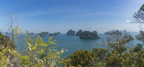 A picture of the Lao Lading Island group as seen from the Hong Island Viewpoint