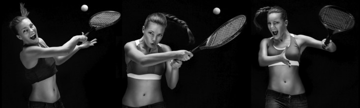 Portrait of a tennis player with a racket