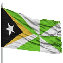 Dili City Flag on Flagpole, Capital City of East Timor, Timor-Leste, Flying in the Wind, Isolated