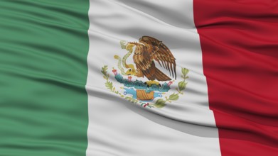 Closeup Mexico Flag, Waving in the Wind, High Resolution