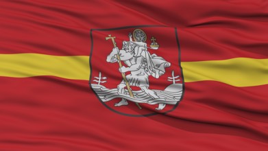 Closeup Vilnius City Flag, Capital City of Lithuania, Waving in the Wind