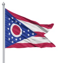 Realistic 3d flag of United States of America Ohio fluttering in the wind