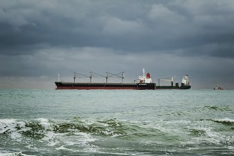 Dry Cargo Ships at Anchorage in the Black Sea Bay Varna, Bulgaria, Europe