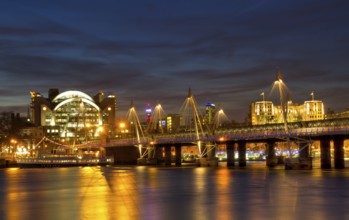 Cityscape of London at Hungerford Bridge, Thames River Walk, London, England London, England