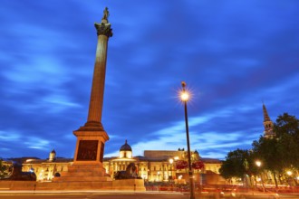 London Trafalgar Square sunset Nelson column in England
