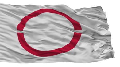 Okaya City Flag, Country Japan, Nagano Prefecture, Isolated On White Background