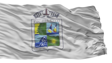 Pichilemu City Flag, Country Chile, Isolated On White Background