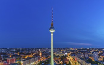 Berlin Germany, night city skyline at Alexanderplatz and Berlin TV Tower