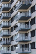 Ostend, West Flanders, Belgium 10 26 2019 Abstract view of the patterns of windows and balconies of