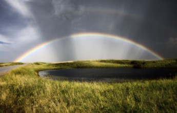Saskatchewan Storm Rainbow overfield and slough pond hail