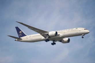 26.07.2023, Singapore, Republic of Singapore, Asia, A passenger aircraft of the Saudi Arabian